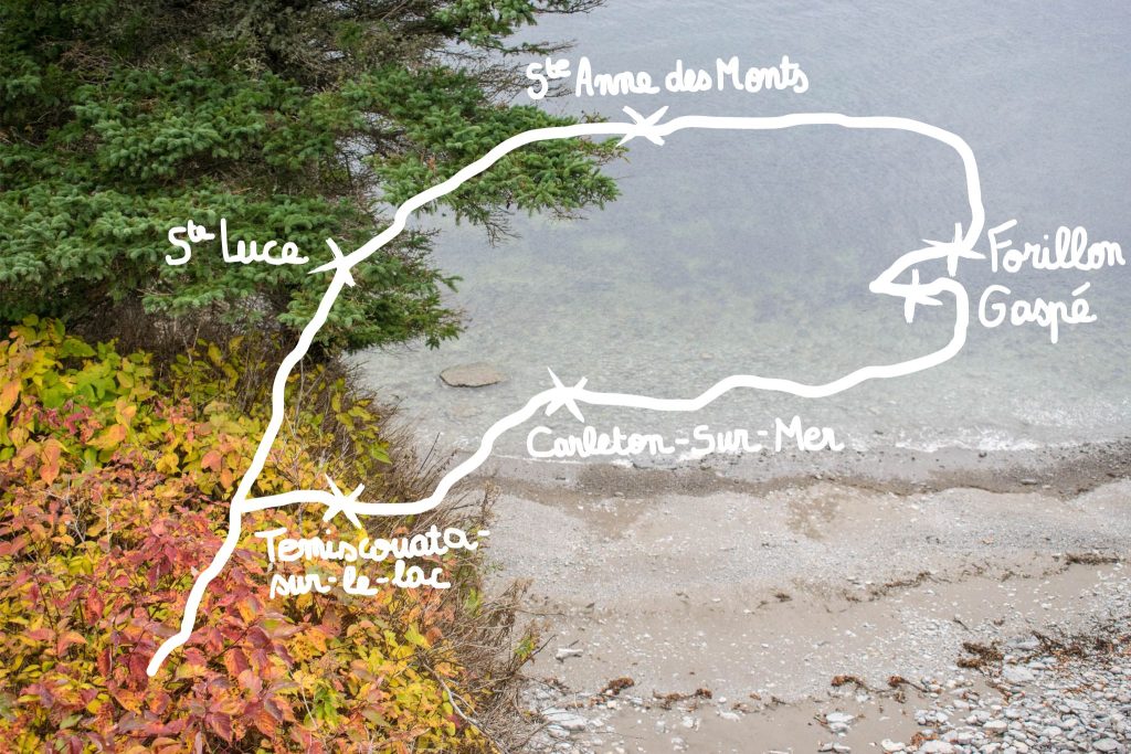 Carte roadtrip en Gaspésie