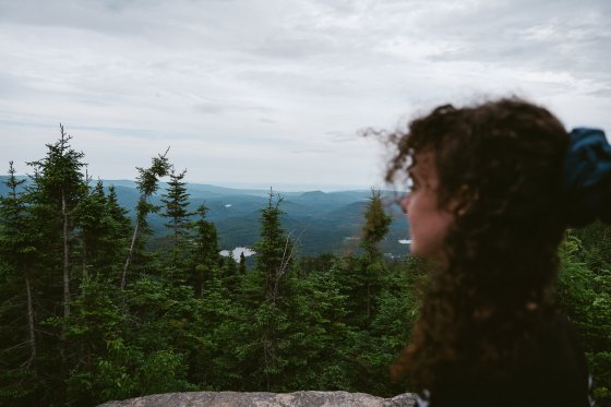 Personne devant la forêt boréale de Charlevoix