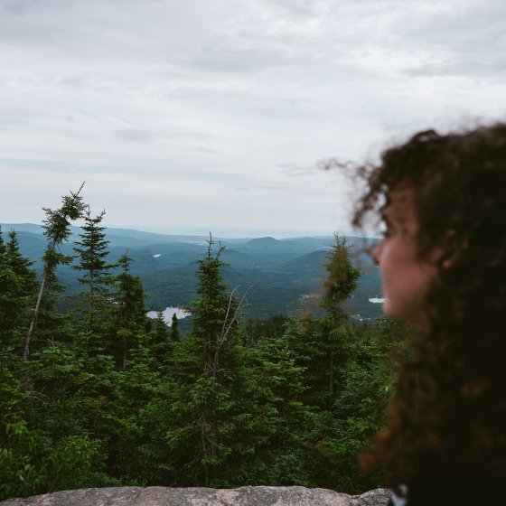Personne devant la forêt boréale de Charlevoix