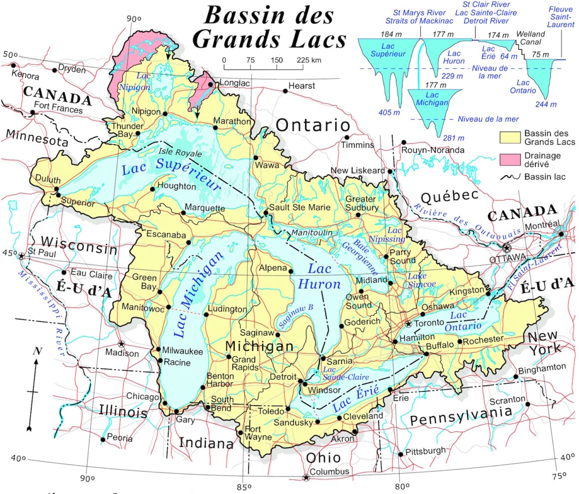 Carte des grands lacs