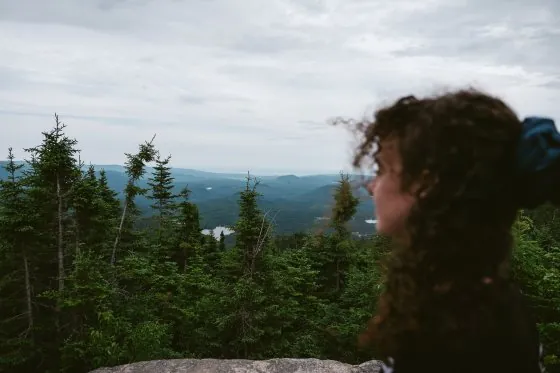 Personne devant la forêt boréale de Charlevoix