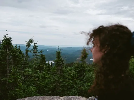 Personne devant la forêt boréale de Charlevoix